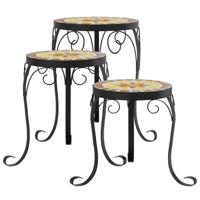 VidaXL Plantenstandaards 3 st keramiek terracottakleurig en wit - thumbnail