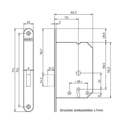 Nemef KASTSLOT 1256/2-50MM 2SL. * - 9125602500 - 9125602500