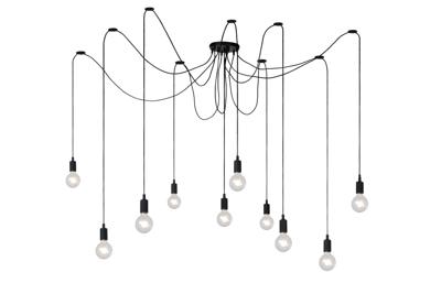 Lucide FIX - Hanglamp - 10xE27 - Geschikt voor vide en hoge plafonds - Zwart