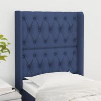 Hoofdbord met randen 93x16x118/128 cm stof blauw - thumbnail