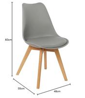 Stoel DKD Home Decor 48 x 55 x 83 cm Schuim Grijs Bruin Polypropyleen Beukenhout - thumbnail