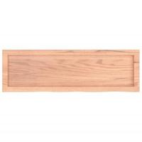 Wandschap 100x30x(2-4)cm behandeld massief eikenhout lichtbruin - thumbnail