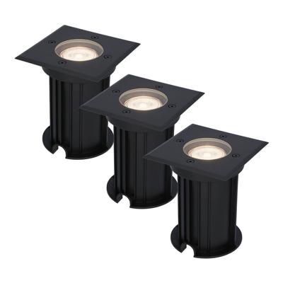 HOFTRONIC™ 3x Ramsay dimbare LED grondspot - Vierkant - Zwart - 4000K neutraal wit - 5 Watt - IP67 straal waterdicht - 3 jaar garantie