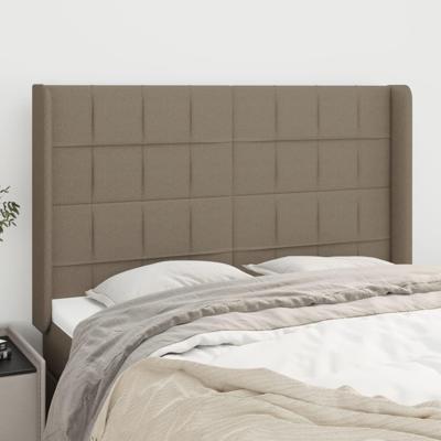 Hoofdbord met randen 147x16x118/128 cm stof taupe