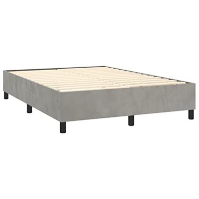 Boxspring met matras fluweel lichtgrijs 140x190 cm