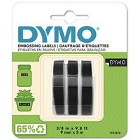 Dymo D3 tape 9 mm, wit op zwart, blister van 3 stuks - thumbnail