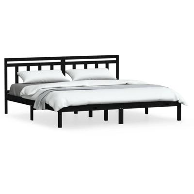Bedframe massief grenenhout zwart 200x200 cm Bedframe massief grenenhout zwart 200x200 cm