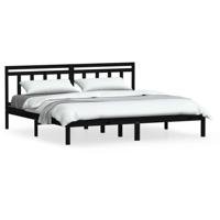 Bedframe massief grenenhout zwart 200x200 cm - thumbnail