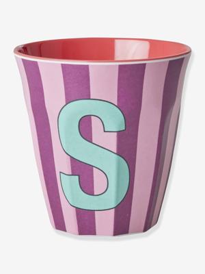 Gestreepte melamine beker LETTER S rijst, medium 250 ml meerkleurig