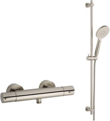 Ben Lavion doucheset thermostatisch 15cm met 3 straalsoorten RVS-look