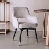 Tower Living Draaibare Eetkamerstoel 'Lenno' Velvet, kleur Beige - thumbnail