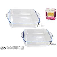 Set van 2 Glazen ovenschalen-serveerschalen rechthoekig 25 en 32 cm - Ovenschotel oven serveerschaal van glas - thumbnail