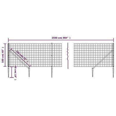 VidaXL Draadgaashek met grondankers 1x25 m antracietkleurig