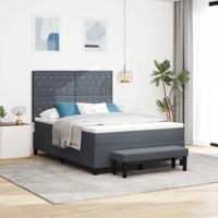 Boxspring Bed met Matras & Bank Donkergrijs 140x200 cm Fluweel - thumbnail