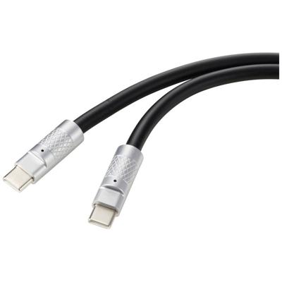 Renkforce RF-6056872 USB-C-kabel USB 2.0 USB-C stekker, USB-C stekker 1.00 m Zwart