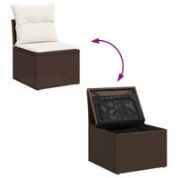 6-delige Loungeset met kussens poly rattan bruin - thumbnail