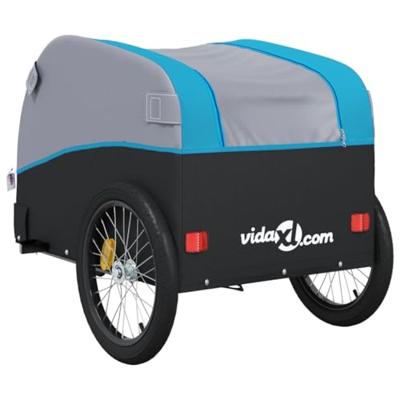 Fietstrailer 30 kg ijzer zwart en blauw - thumbnail