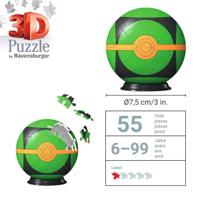 Ravensburger 3d puzzelbal pokémon pokébal groen, 54st. - thumbnail
