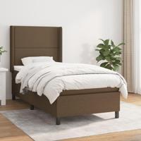 Boxspring met matras stof donkerbruin 90x190 cm - thumbnail
