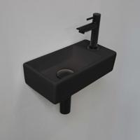INK Versus Fonteinset - 36x18x9cm - wasbak links - porselein mat zwart 1805362 - thumbnail