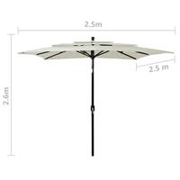 Parasol 3-laags met aluminium paal 2,5x2,5 m zandkleurig - thumbnail