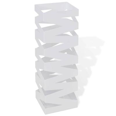 Paraplu- en wandelstokhouder strepen wit vierkant staal 48,5 cm