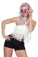 Festival top franjes kort wit - thumbnail