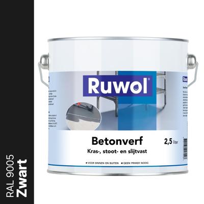 Ruwol Betonverf Zwart (RAL 9005) 2,5 liter Ruwol Betonverf Zwart (RAL 9005) 2,5 liter