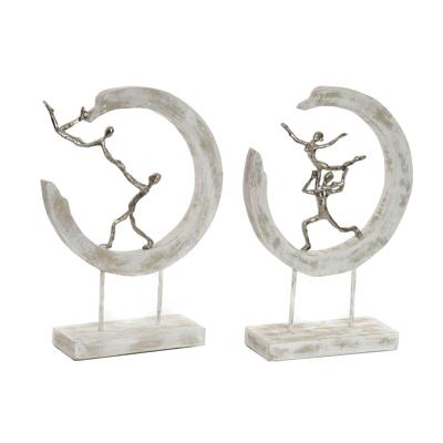 Decoratieve figuren DKD Home Decor 32,5 x 10 x 47 cm Zilverkleurig Wit Balletdanseres Modern Decapé (2 Stuks)