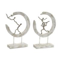 Decoratieve figuren DKD Home Decor 32,5 x 10 x 47 cm Zilverkleurig Wit Balletdanseres Modern Decapé (2 Stuks) - thumbnail