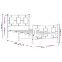 Bedframe met hoofd- en voeteneinde metaal wit 90x200 cm - thumbnail