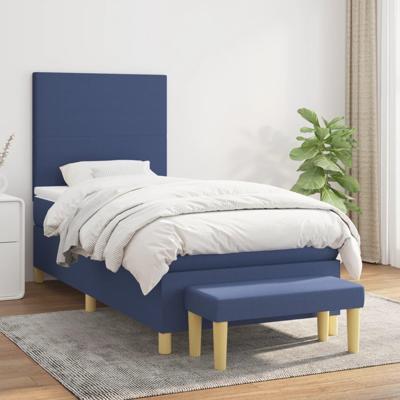 Boxspring met matras stof blauw 80x200 cm