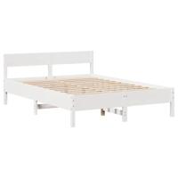 Bedframe zonder matras massief grenenhout wit 120x200 cm - thumbnail
