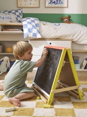 Klein 3-in-1 opvouwbaar tekenbord gemaakt van FSC 100%®-hout geel