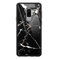 Samsung Galaxy S9 Plus glazen hardcase - Marmer zwart - thumbnail