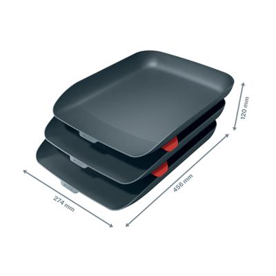 Brievenbak Leitz Cosy set van 3 A4 fluweel grijs