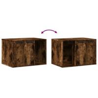 Kattenbakkast 60x40x40 cm bewerkt hout gerookt eikenkleurig - thumbnail