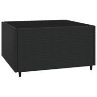 3-delige Loungeset met kussens poly rattan zwart - thumbnail