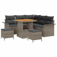 Tuinbankenset met kussen 8 pcs Grijs poly rattan - thumbnail