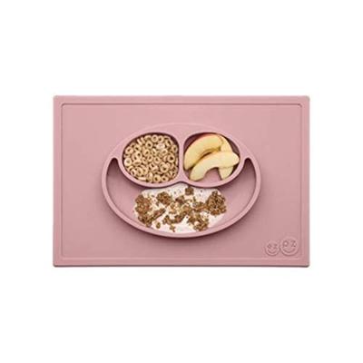 Alles-in-één Happy-placemat met bordje van EZPZ van siliconen roze