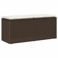 Tuinbank met kussen 110x40x44 cm poly rattan bruin - thumbnail