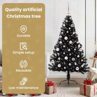 VidaXL Kunstmatig voorverlicht kerstboom met 150 led zwart 150 cm pvc - thumbnail