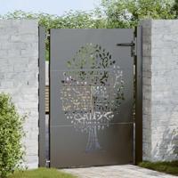 VidaXL Tuinpoort met slot zwart 110 x 130 cm poedergecoat staal - thumbnail