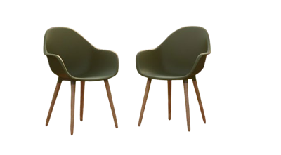 Annestad dining chair green/teak look Eurofar - Eurofar