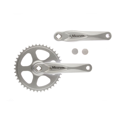 Miranda crankstel alfa 1 42t, cranklengte 170mm. zilver, aluminium, spieloos. kettingblad 3/32