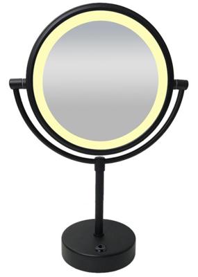 Scheerspiegel Wiesbaden Met LED Verlichting Ø20cm Staand 5x Vergrotend Mat Zwart