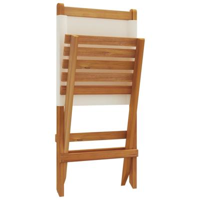 Tuinstoelen 8 st inklapbaar massief hout en stof crèmewit - thumbnail