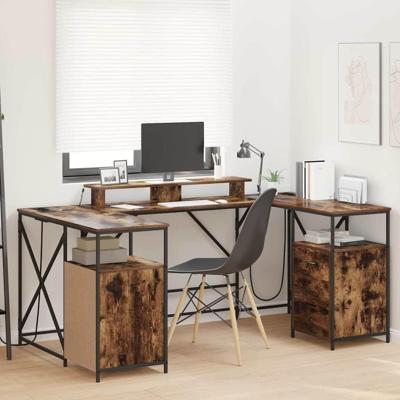 Bureau met lade Gerookt eiken 182 x 101 x 87.5 cm Bewerkt hout