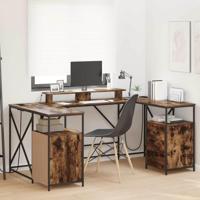 Bureau met lade Gerookt eiken 182 x 101 x 87.5 cm Bewerkt hout - thumbnail