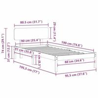Bedframe met hoofdeinde Naturel 90 x 190 cm Massief grenenhout - thumbnail
